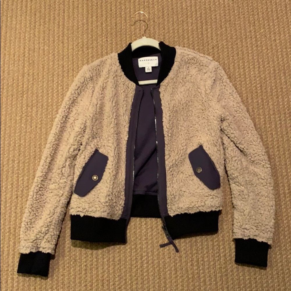 Fuzzy zip up jacket